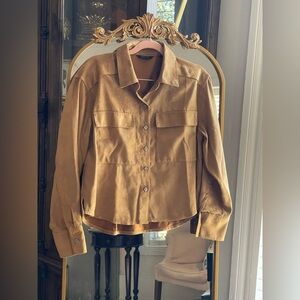 Banana Republic Factory VEGAN SUEDE CROPPED SHIRT in Tannin Brown